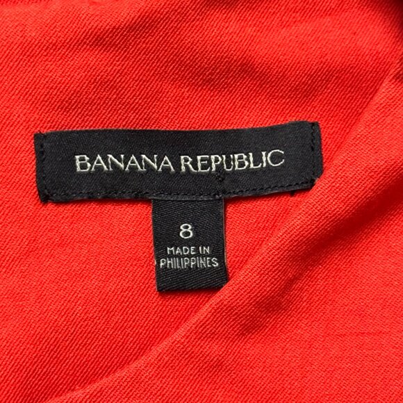 Banana Republic Red Orange Peplum Sleeveless Sheath Dress Career Cocktail Size 8 - Picture 4 of 7